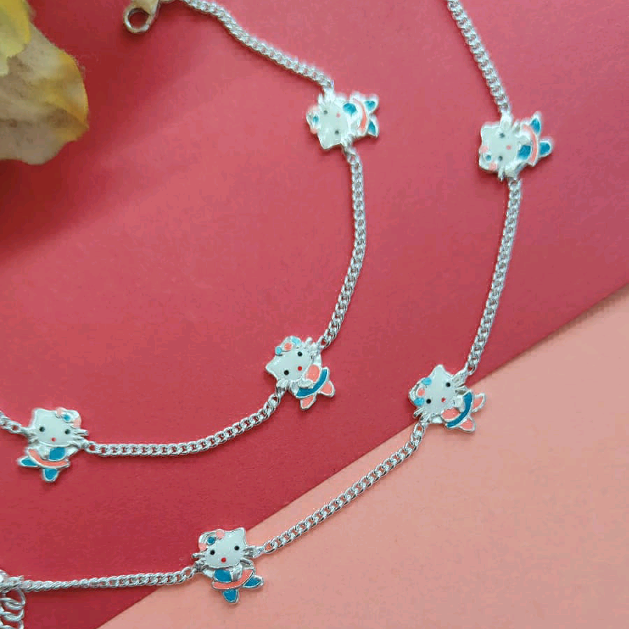 Enamel Kitty Anklets for Little Girls